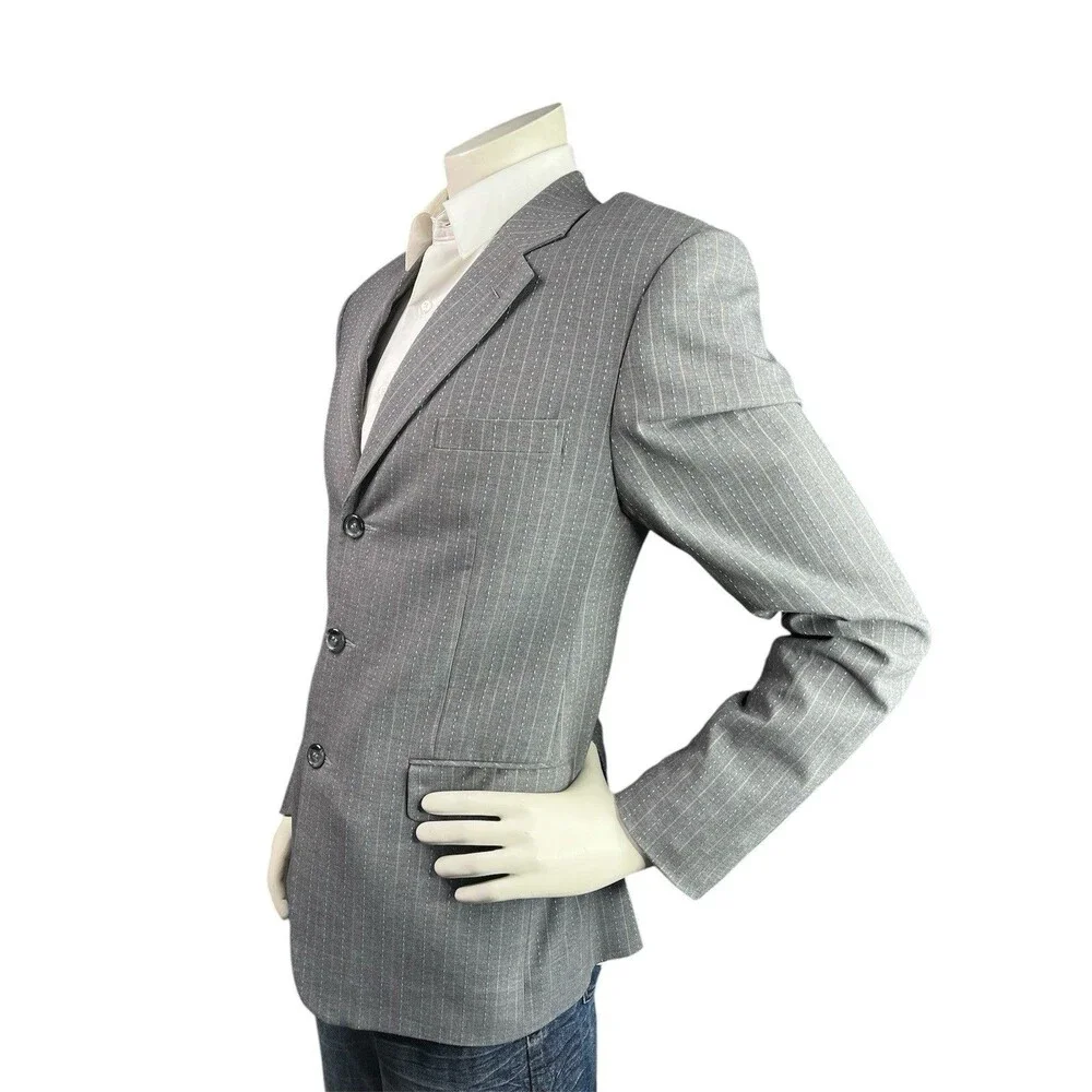 Giovanni Valentino Blazer Mens 34R Notched Lapel Gray Striped Sport Jacket